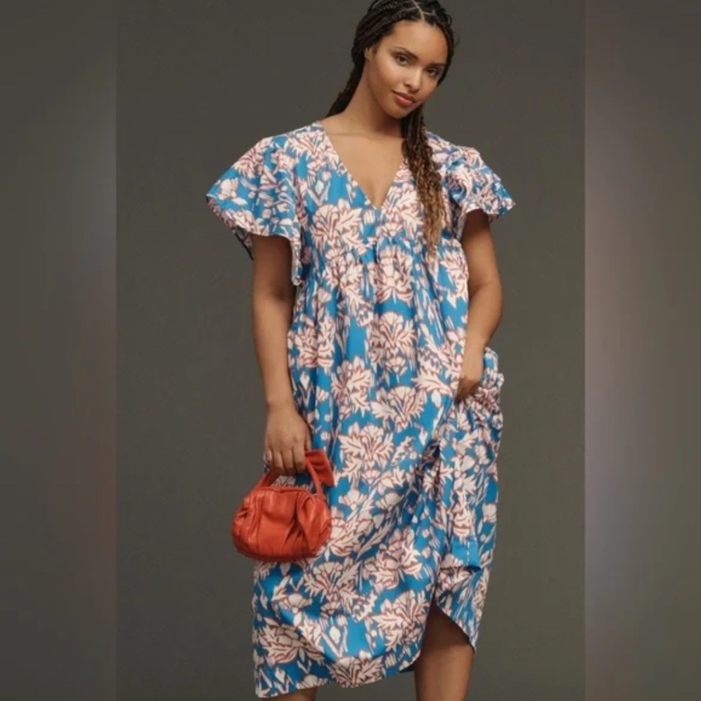 NWOT Maeve printed flutter-sleeve babydoll dress
